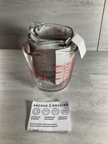 Anchor Hocking 77940 3-Piece Measuring Cup Set, Set of 3, Clear (6922749968567)